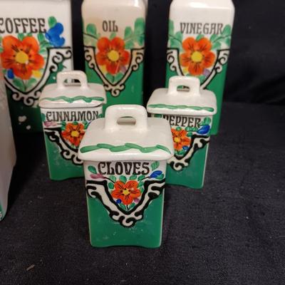 1929 HAND PAINTED KITCHEN CANISTERS FROM CZECH