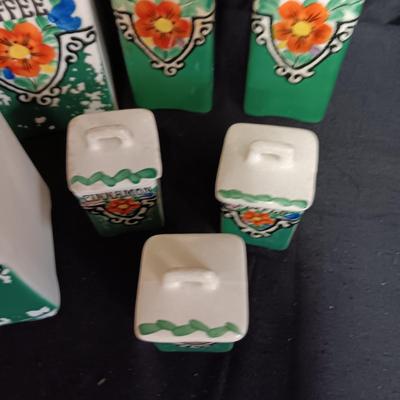 1929 HAND PAINTED KITCHEN CANISTERS FROM CZECH