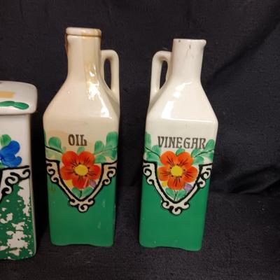 1929 HAND PAINTED KITCHEN CANISTERS FROM CZECH