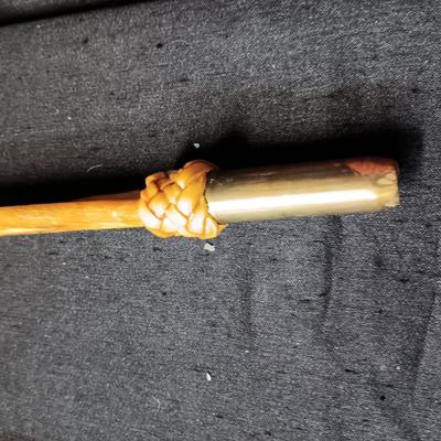 2 VINTAGE WOODEN CANES AND AN OLD UMBRELLA
