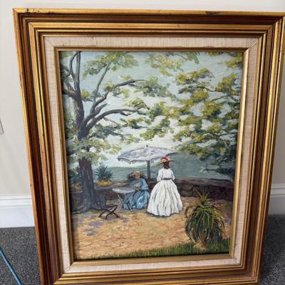 Two woman impressionist style oil artwork