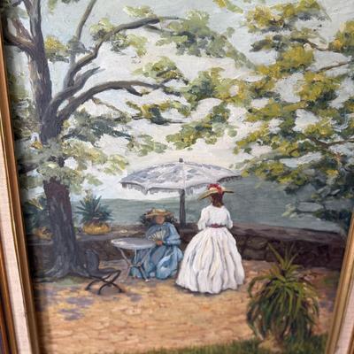 Two woman impressionist style oil artwork