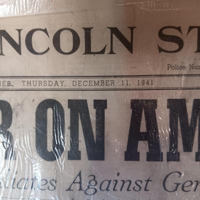 1941 & 1942 NEWSPAPER HEADLINES REGARDING WWII