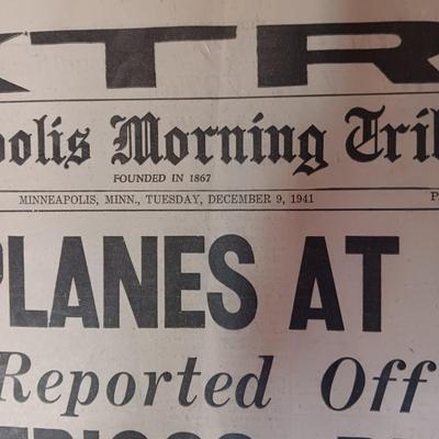 1941 & 1942 NEWSPAPER HEADLINES REGARDING WWII