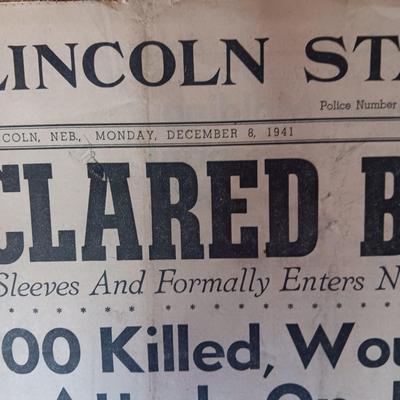 1941 & 1942 NEWSPAPER HEADLINES REGARDING WWII