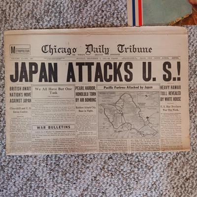 1941 & 1942 NEWSPAPER HEADLINES REGARDING WWII