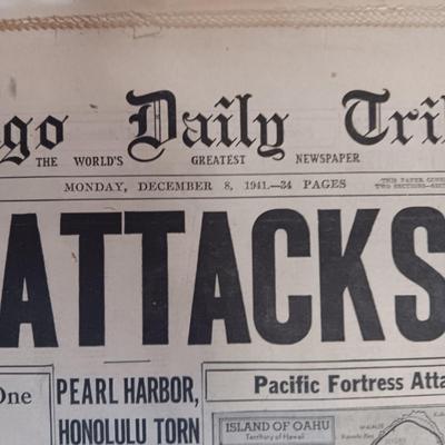 1941 & 1942 NEWSPAPER HEADLINES REGARDING WWII