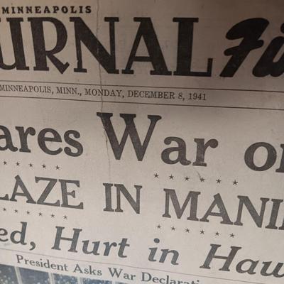 1941 - 1944 NEWSPAPER HEADLINES REGARDING WWII