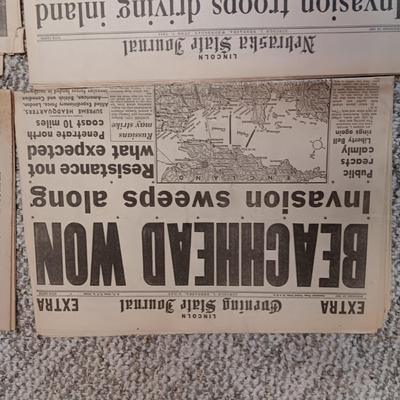 1941 - 1944 NEWSPAPER HEADLINES REGARDING WWII
