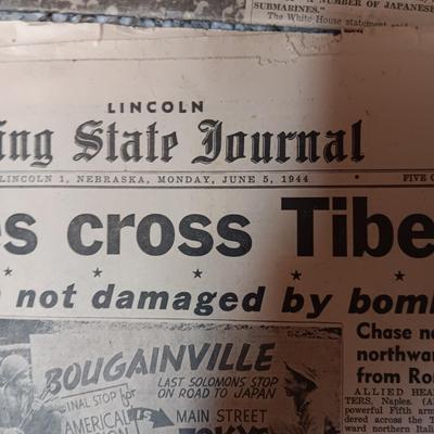 1941 - 1944 NEWSPAPER HEADLINES REGARDING WWII