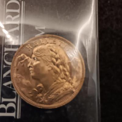 UNCIRCULATED 1949 HELVETIA 20 FRANCS SWISS GOLD COIN