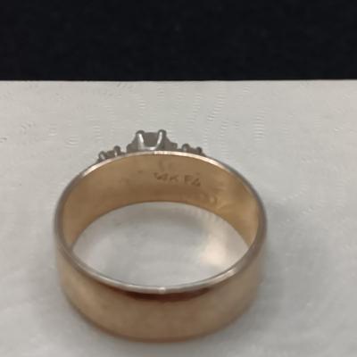 14K GOLD RING W/3 DIAMONDS MARKED FZ 6.03g SIZE 6 1/2