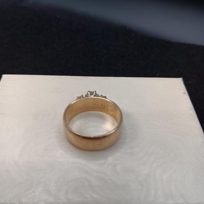 14K GOLD RING W/3 DIAMONDS MARKED FZ 6.03g SIZE 6 1/2