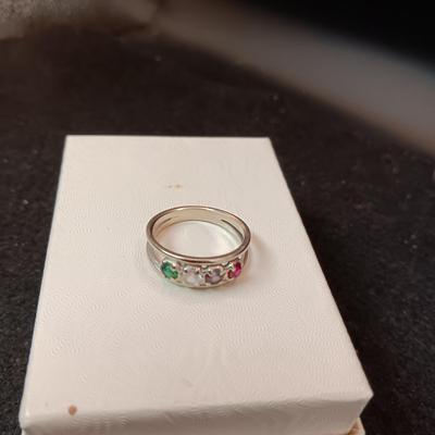 14K WHITE GOLD MOTHER'S RING 3.76g SIZE 7 1/2