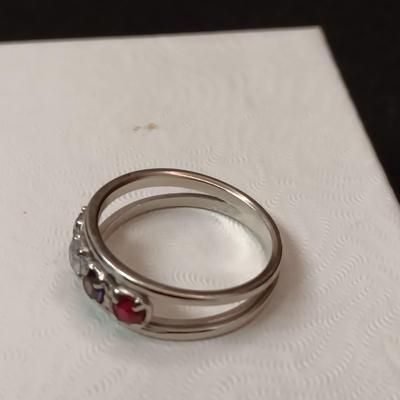 14K WHITE GOLD MOTHER'S RING 3.76g SIZE 7 1/2