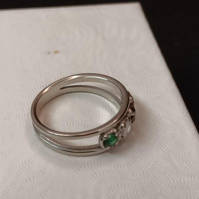 14K WHITE GOLD MOTHER'S RING 3.76g SIZE 7 1/2