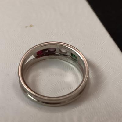 14K WHITE GOLD MOTHER'S RING 3.76g SIZE 7 1/2