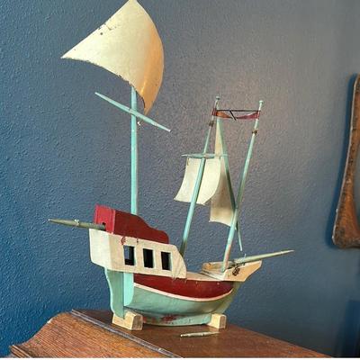 Sale Photo Thumbnail #224: Antique toy wooden ship