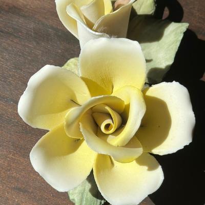 Vintage Capodimonte Porcelain - Yellow Roses Figurine