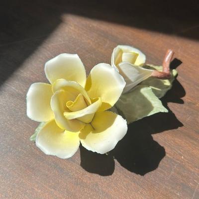 Vintage Capodimonte Porcelain - Yellow Roses Figurine