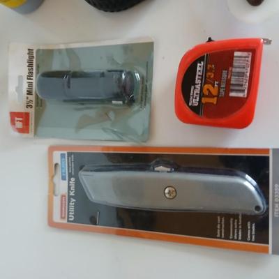 DIY Hand Tool & Repair Lot –Utility knife, chalk line and chalk, window screen tool, and more