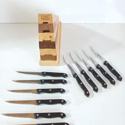 Classic Cuisine 11-Piece Steak Knife Set with Wood Block