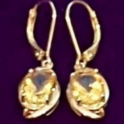 Citrine Pierced Sterling Silver Earrings