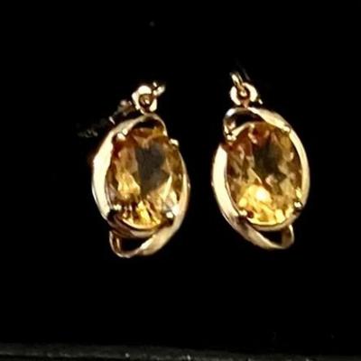 Citrine Pierced Sterling Silver Earrings