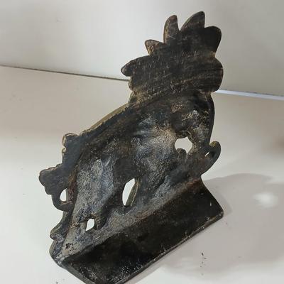Vintage Wicker Basket & Brass / Metal Elephant door stop