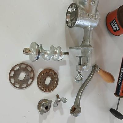 Vintage Black Flag Bug Sprayer & Universal Cast Aluminum Meat Grinder Lot