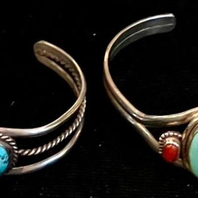 Two Small Turquoise & Sterling Silver Bracelets