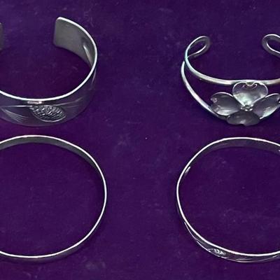 Four Sterling Silver Bracelets