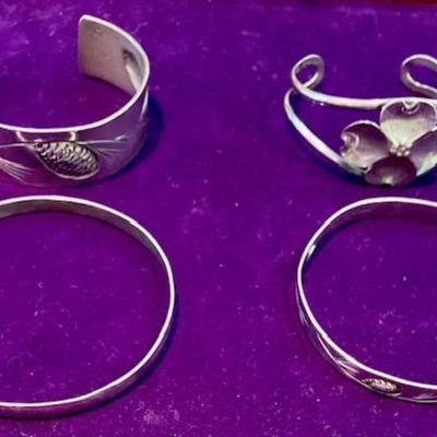Four Sterling Silver Bracelets