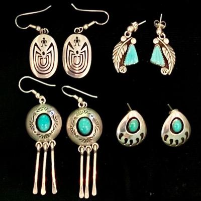 Four Pairs Of Sterling Silver Earrings