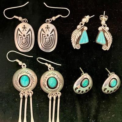 Four Pairs Of Sterling Silver Earrings