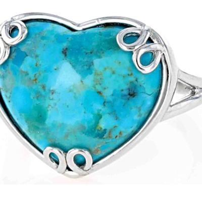 Blue Turquoise & 925 Sterling Ring Size 9