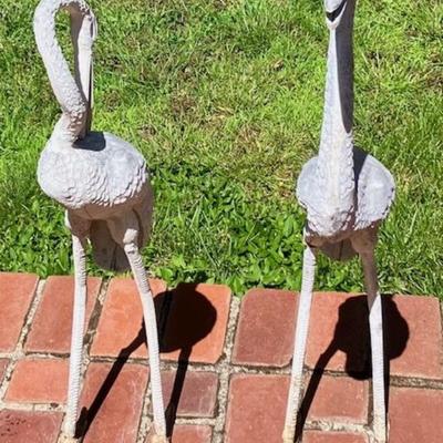 Two Vintage Yard Art Pelicans