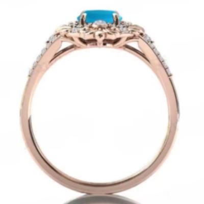 Sleeping Beauty Turquoise Rose Gold Moissanite Ring