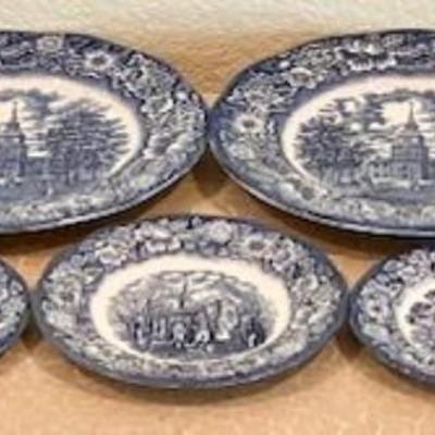 Lot Of Nine Liberty Blue China Plates