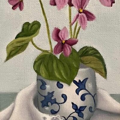 Linda James-Huffman "Violets" Oil Painting On Canvas