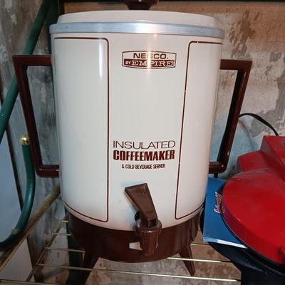 COFFEE URN WITH SPIGOT, XPRESS SANDWICH MAKER AND A SMALLER DIP CROCK POT