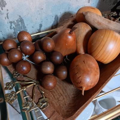 MIKASA DINNERWARE FOR 4, WOODEN FRUIT AND A 2 SLICE TOASTER