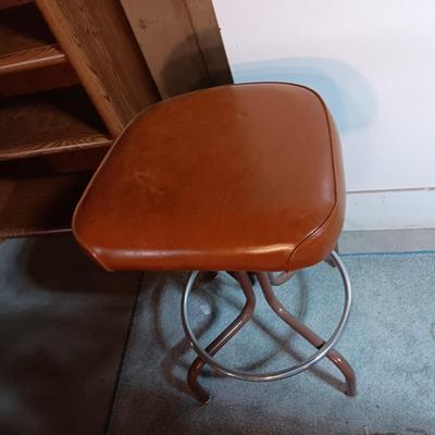 METAL STORAGE CABINET, SWIVEL STOOL AND A FAN