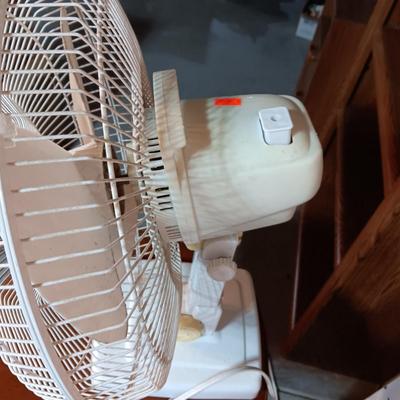 METAL STORAGE CABINET, SWIVEL STOOL AND A FAN