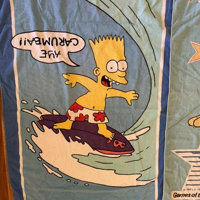 Vtg. Collectible Beach Towels 1990 Bart Simpson and 1984 Olympics
