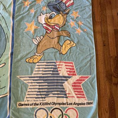 Vtg. Collectible Beach Towels 1990 Bart Simpson and 1984 Olympics