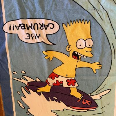 Vtg. Collectible Beach Towels 1990 Bart Simpson and 1984 Olympics
