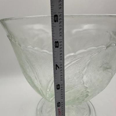 Vintage Pebble Leaf Clear Punch Bowl by Indiana Glass