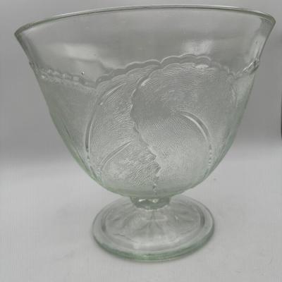 Vintage Pebble Leaf Clear Punch Bowl by Indiana Glass