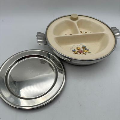 Vintage Excello Three Bears Baby Food Warmer, Porcelain with Chrome Exterior